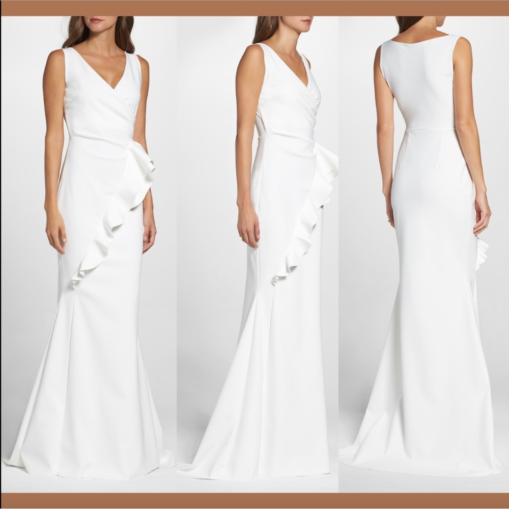 EUC $1090 CHIARA BONI La Petite Robe Ruffle Gown